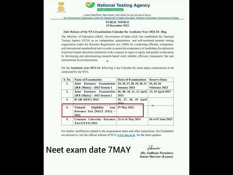 NEET EXAM DATE 2023 #neet2023 #neetaspirant #neetmotivation #futuredoctor