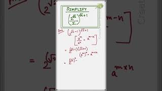 Mathematics Simplification Problem #maths #matholympiadproblem #cbsemaths #squareroot #exponential