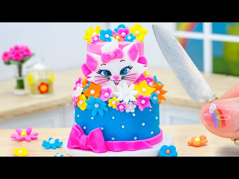 Satisfying Miniature Cat Cake Decorating - Fresh Tiny Green Tea Matcha Cake Repice