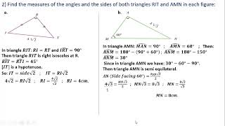Grade 8 Math Worksheet Solution Pythagoras' Theorem