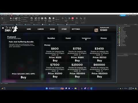 Early Development Main Menu GUI Showcase for Project Swift | Roblox Studio Showcase
