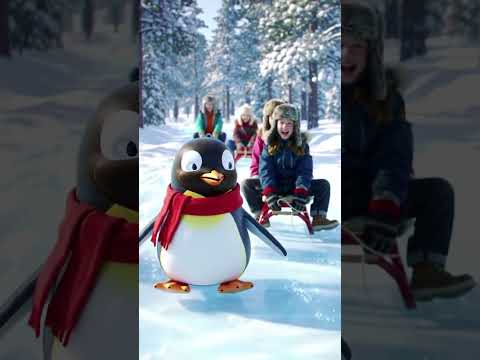 Slippery Slide Fun with Penguin! 🐧🛷❄️ #Shorts