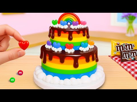 How To Make Rainbow Heart Cake 🍬 Easy Mini Chocolate Cake Tutorial 🌈 Cake In Wonderland
