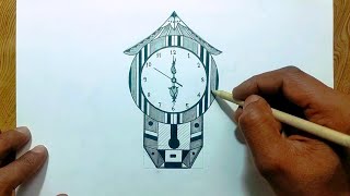 Easy wall clock drawing/How to draw wall clock step by step