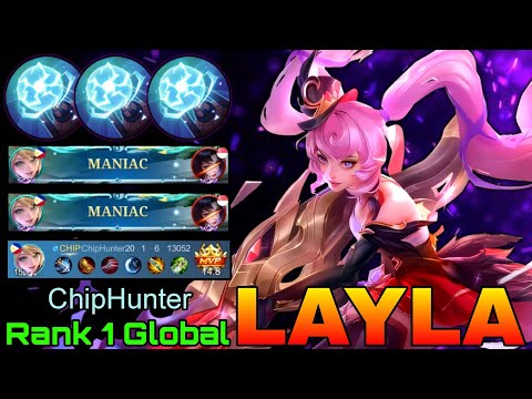 2x MANIAC with 20 Kills Layla Deadly Malefic Gun - Top 1 Global Layla by ChipHunter - Mobile Legends