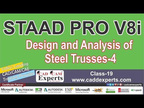 (Class-19) Design and Analysis of Steel Trusses 4 Staad Pro V8i Tutorials #steeldesign #truss #staad