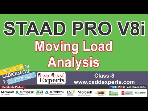 (Class-8) Moving Load Analysis STAAD Pro V8i Tutorials | CAD CAM EXPERTS | Full Course #movingload