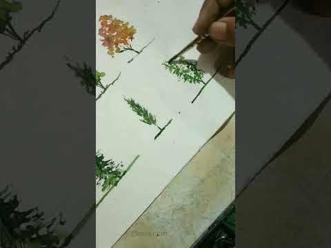 Tree with watercolor🌲#rendering #landscape #watercolours