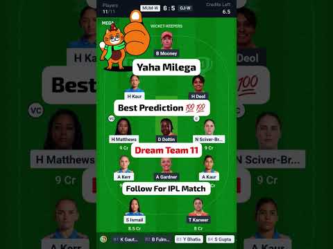 MUM-W vs GJ-W Dream Team Prediction | Mumbai Women vs Gujarat Women IPL Match Prediction | WPL 2025