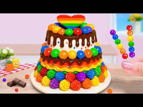 Mini Melting Choco Rainbow Pop It Cake 🌈 Super Satisfying Rainbow Making ASMR 🧁 Cake In Wonderland