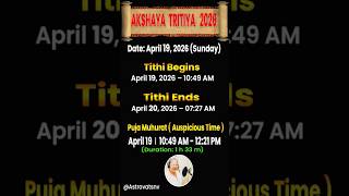 Akshaya Tritiya 2026 Date, Time & Puja Muhurat #shorts