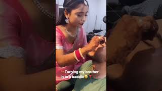 Turning my brother in to a baddie  threading #eyebrow #threading khivsa4243 #patlebalokeliyehairsty