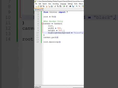 How to Add a Border to the Canvas in Python Tkinter #coding #pythongui #tkinter