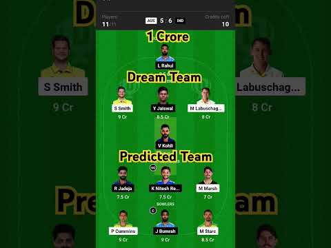 Ind vs Aus dream11 prediction | australia vs india test | dream11 team of today match #test #cricket