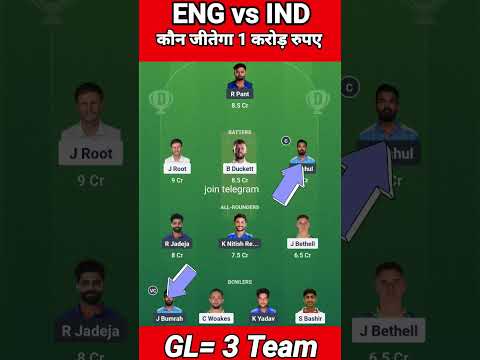 ENG vs IND Dream11 Prediction|ENG vs IND Dream11 Team England vs India Today Match Prediction #t20