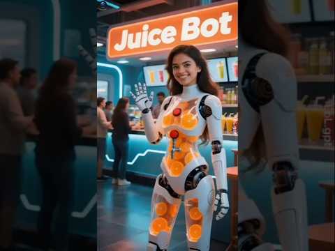 😱🤖 Orange juice female robot #shorts #futuristic #healthyfood #dance #fyp