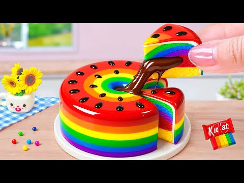Watermelon Jelly Cake 🍉 Decorating Miniature Rainbow Cakes At Home 💕 Cake In Wonderland