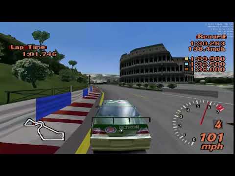 Gran Turismo 2 A-Spec: Super-6 (S-6) License @ Rome Circuit Full Course Reverse