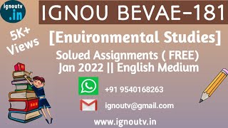 IGNOU BEVAE -181 Solved Assignment Jan 2022 [FREE] || BAG || BEVAE -181 || IGNOU TV | IGNOU |
