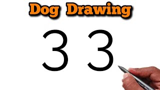 🐕 Amazing Dog Drawing Using 33 Number | Creative Drawing Trick