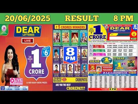 DEAR LOTTERY SAMBAD EVENING 8 PM RESULT TODAY LIVE DRAW ON 20.06.2025 NAGALAND FRIDAY