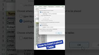 How to insert a pivot table in excel  #spreadsheets #pivotchart