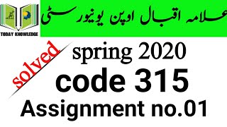 aiou solved Assignment spring2020 | code 315 Assignment no 01