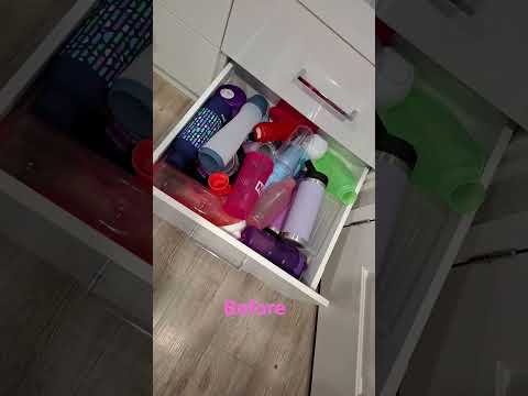 Water bottle organisation!! #declutterquickly #storage #cleaning
