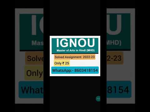 Master of Arts (Hindi) (MHD) #ignou Solved Assignment Only ₹25 2022-23 WhatsApp:- 8603418154 #shorts