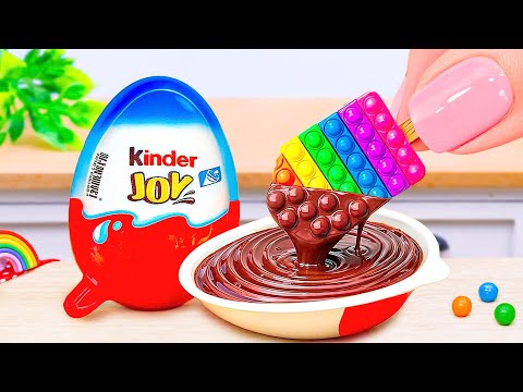 Rainbow Ice Cream Kinder Cake🍫Amazing Miniature Rainbow Ice Cream With Kinder Cake Decorating Ideas🍫