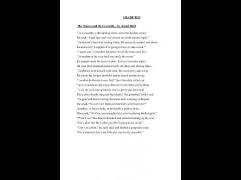 The dentist and the Crocodile| English day competition 2023| Poetry recitation| Grade 10
