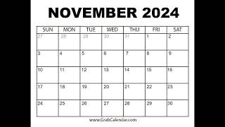Printable November 2024 Calendar