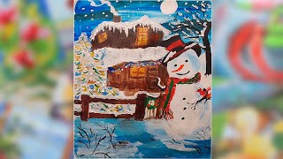 Acrilic Painting  🎨 SNOWMAN 🎨| How to Draw | Magic Paintings