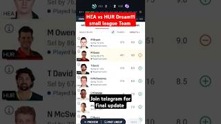 HEA vs HUR BBL T20 Dream11 Prediction today| BH vs HH BBL Dream11 SL Mini GL Team #trending