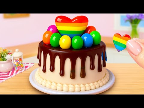 Lovely Rainbow Heart Cake 💖 DIY Miniature Sweet Dessert Ideas Tutorial 🌈 Cake In Wonderland