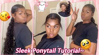 💯VIRGIN HAIR REVIEW* SLEEK LOW PONYTAIL w/ WEAVE ON SHORT HAIR TUTORIAL FT. @UlaHair