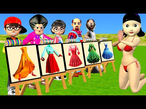 Scary Teacher 3D vs Squid Game Challenge Choose Barbie Dress for Squid Game Doll Right or Wrong