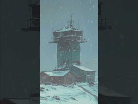 Snowstorm night atmosphere outside the harbor