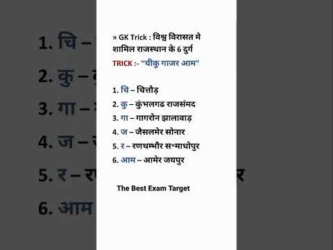 विश्व विरासत में शामिल राजस्थान के 6 दुर्ग 6 forts of Rajasthan included in world heritage