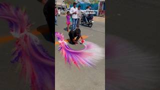 Rangoli road design || Most easy way || 7397810440 || #roadrangoli #pratik21artist #shorts #spread