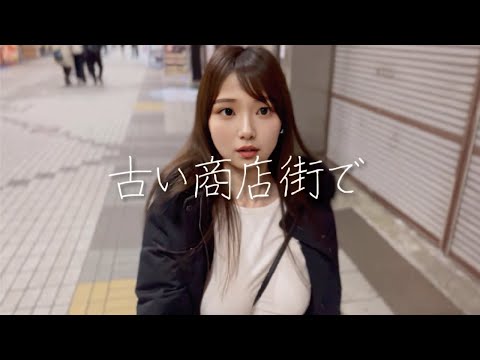 【ノーブラ】古い商店街でしてみました