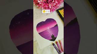 🌊 Seascape drawing with oil pastel | Couple drawing oil pastel easy #art #oilpasteldrawing