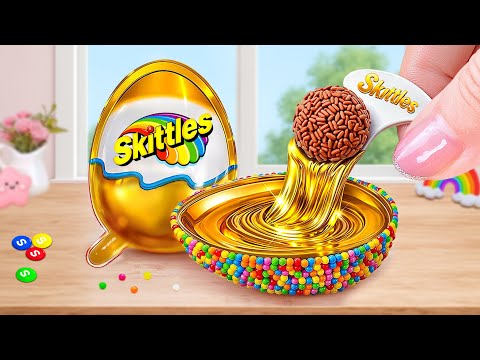 Kinder GOLD vs SKITTLES Chocolate 😍 Miniature Chocolate Cake Recipes for Beginners