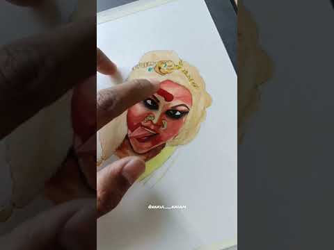 Rakhi sawant as Manjulika watercolor painting tutorial