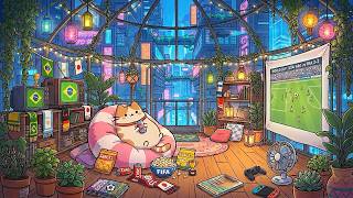 Mochi’s Cyber City Game Night ⚽️ Chill Lofi Hip Hop to Watch Football & Relax 🌃 Aesthetic Cat Vibes