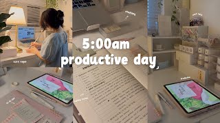 5:00AM  PRODUCTIVE  DAY🌷 study vlog, day in my life, taking notes, romanticizing life˚ ༘