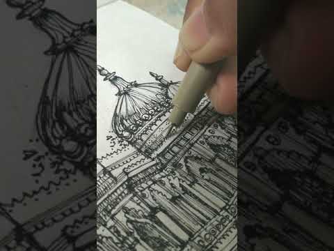 ARCHITECTURAL SKETCH | INDIAN MONUMENT | cinematic sketching video#shorts