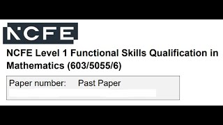 Functional Skills Maths L1 P001435 NCFE