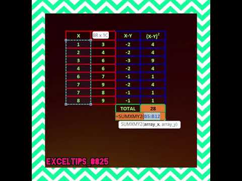 SUMXMY2 function returns the sum of squares of differences between corresponding values in two array