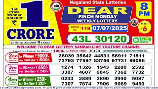 Nagaland Lottery Live Today | Dear 8PM Result 07.07.2025 | Lottery Sambad Live Draw Full Update